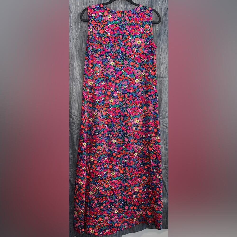 Handmade Floral Print Pleated Front with Tie Maxi Dress